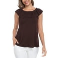 thumbnail image 5 of HDE Women's Off Shoulder Top Convertible Ruffle Blouse Tops Brown - L, 5 of 7