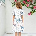 thumbnail image 5 of Grblisyd Girls Dresses Casual Ruffle Short Sleeve Midi Dress Cute Floral Print Crew Neck A-Line Dress, 5 of 5