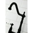 thumbnail image 4 of Kingston Brass KS1270PLBS Heritage Bridge Kitchen Faucet with Brass Sprayer, Matte Black, 4 of 5