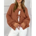thumbnail image 4 of Suéter PRETTYGARDEN con Lazo Frontal, Tejido Grueso, Rojo Ladrillo, Talle S, 4 of 8