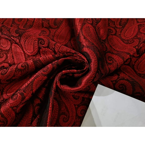 Spun Brocade Fabric Red x black color paisleys 44" wide BRO197[3]