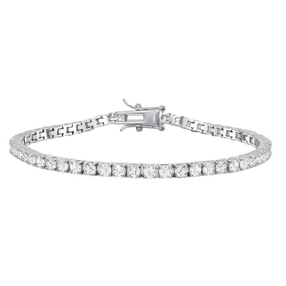 Solid 925 Sterling Silver 6.5” Tennis Bracelet 3mm Cubic Zirconia Rhodium Plated for Women Italy