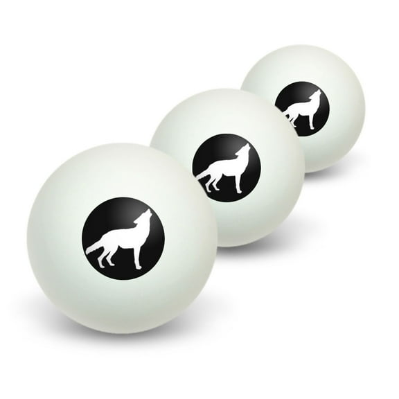 Wolf Howling Novelty Table Tennis Ping Pong Ball 3 Pack