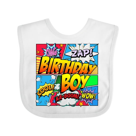 Inktastic Birthday Boy Comic Book Boys Baby Bib