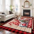thumbnail image 2 of Christmas Area Rugs 5'x7', Washable Small Throw Rugs for Laundry Room Playroom, Gnomes Poinsettia Wooden Grain Red Black Plaid Indoor Outdoor Rug Non-Slip Low Pile Carpet Runner Reversible Floor Mats, 2 of 8