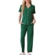 thumbnail image 2 of Conjunto de pijama para mujer INSPIRE CHIC, botón, suave, de manga corta, ropa de dormir, pantalones largos, conjunto de 2 piezas, XL, verde, 2 of 6