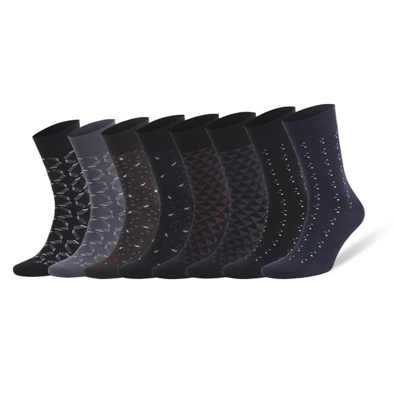 Men’s Ultra-Soft Bamboo Dress Socks 8 Pairs, Breathable, Odor-Free, Moisture-Wicking Crew Socks