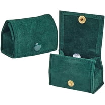 Compact Velvet Ring Box with Plush Interior and Exterior Ring Earring Display Holder Case Storage with Snap Clasp