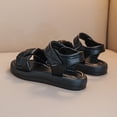 thumbnail image 6 of XIMIN Girls Open-Toe Sandals Braided Strap Adjustable Ankle Strap Smooth Synthetic Leather Upper Non-Slip Thick Sole Casual Summer Sandals (Black, 8-9 Years), 6 of 9