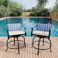 thumbnail image 2 of Homhougo Outdoor High Swivel Bar Stools, Bar Height Patio Chairs with Beige Seat Cushion, Counter Height Tall Patio Swivel Chairs, Outdoor SwivelBarChairs Set of 2, Backyard, with Armrest & Back, 2 of 9