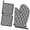 Gray and White, variant on Orange and White Checkered Pattern Oven Mitts and Pot Holder Sets 2 Pcs for Kitchen Baking, Cooking and Grilling, Heat Resistant Up To 392 °F
