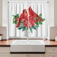thumbnail image 2 of Ambesonne Cardinal Kitchen Curtains, Birds Leaves Flower Art, 55"x30", Vermilion Fern Green, 2 of 3