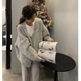 thumbnail image 2 of Qarigey Suéter abrigo maduro nuevo Simple todo-fósforo cárdigan corto de punta abierta de punto perezoso suelto Corea Agendaigan grueso Prendas para la parte del cuerpo Gris, Gris Espesar> 2XL 2XL, 2 of 6