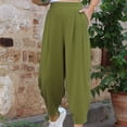 thumbnail image 2 of cfhntfmh Womens Lounge Pants High Waist Loose Trousers Summer 2024 Casual Pleated Full Length Pants with Pockets, 2 of 7