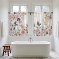 thumbnail image 4 of Vintage Pink Flowers Kitchen Curtain for Berdoom Living Room Cafe 45 Inch Length, Spring Floral Butterfly Retro Tiers Curtains Light Filtering Drapes Rod Pocket Window Treatment 2 Panels 52"Wx45"L, 4 of 8