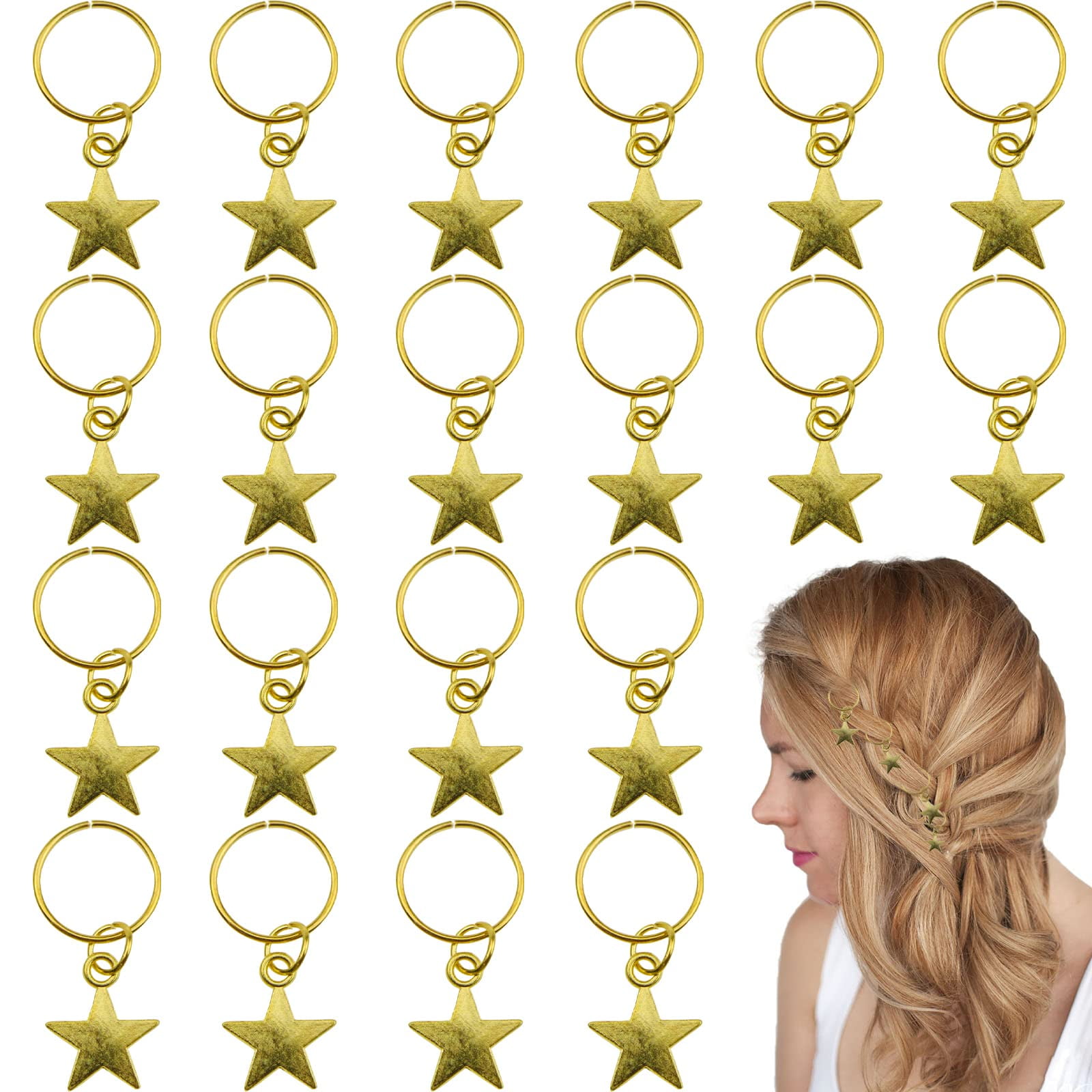 20 PACK Gold Star Hair Clips Braid Jewelry Hair Charms for Braids, Hair  Rings for Braids Hair Accessories for Women Braids 