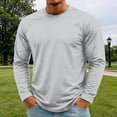 thumbnail image 4 of OIOLOYJM Mens Long Sleeve T Shirts Cotton Casual Basic Crew Neck Stretch Workout Running T-Shirt Soft Breathable Athletic Work Office Pullover Silver 2XL, 4 of 4