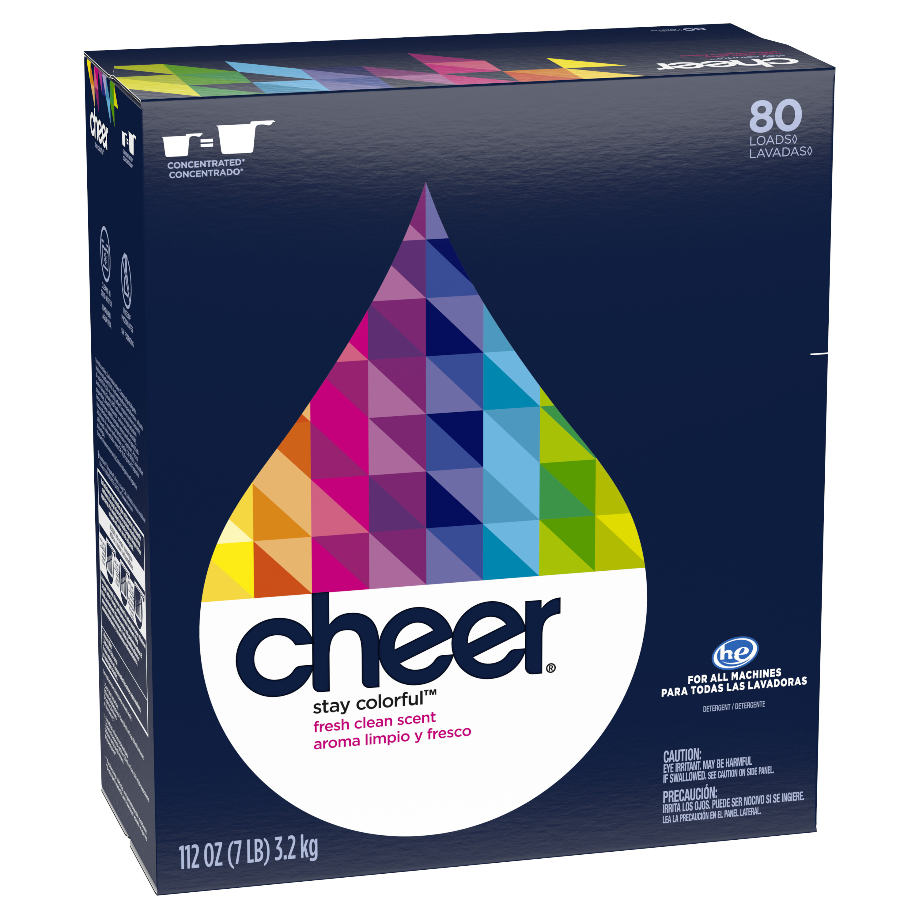 Cheer Powder Laundry Detergent, Fresh Clean, 80 Loads 112 oz - image 2 of 5