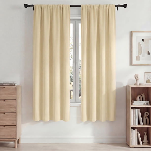 Blackout Cortinas, Cortinas Oscurecedoras de Habitación 42x72in Juego de 2 Paneles, Cortinas Blackout con Bolsillo para Barra para Recámara y Sala de Estar, Cortinas de Ventana con Aislamiento Térmic