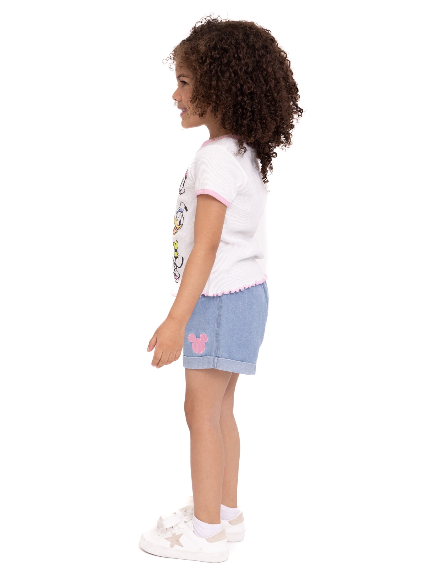 Disney Mickey & Friends Toddler Girls Top and Denim Shorts Outfit Set, 2-Piece, Sizes 12M-5T