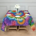 thumbnail image 3 of Colorful Rainbow Tie Dye Spiral Pattern Square Tablecloth,Waterproof Square Table Cover,Wipeable Spillproof Washable Table Cover for Home Kitchen Party Decor 60"x60"(152x152cm), 3 of 6