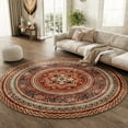 thumbnail image 2 of SIXHOME Boho Round Rugs for Living Room Washable Rugs 5Ft Circle Soft Vintage Moroccan Carpet Geometric Indoor Rug for Bedroom Dining Room Office Foldable Nonslip Round Rug Colorful and Red, 2 of 6