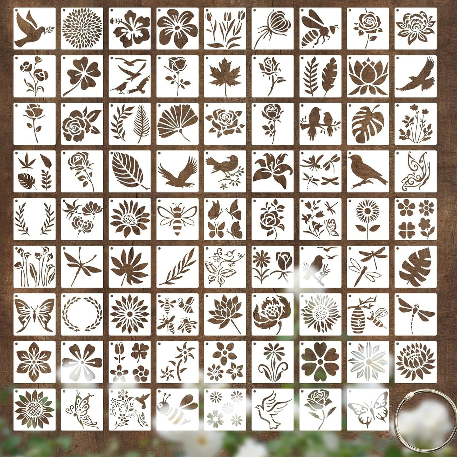 80 Pack Reusable Craft Stencils, Flower & Bird Templates for Painting and DIY Crafts