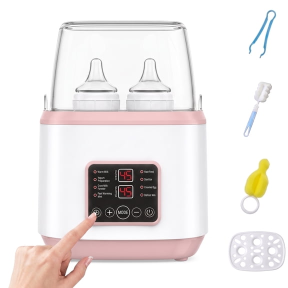 Oioane Baby Bottle Warmer and Sterilizer, 8-in-1 Fast Breast Milk Warmer with Smart Temperature Control, Fits 4 Bottles, White