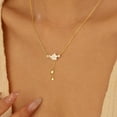 thumbnail image 7 of 925 Sterling Silver Cherry Blossom Necklace for Women Graduation Pink Jewelry 14K Gold Plated Cute Birth Month Enamel Flower Pendant Necklace Floral Artificial Stone Pearl Chain, 7 of 7
