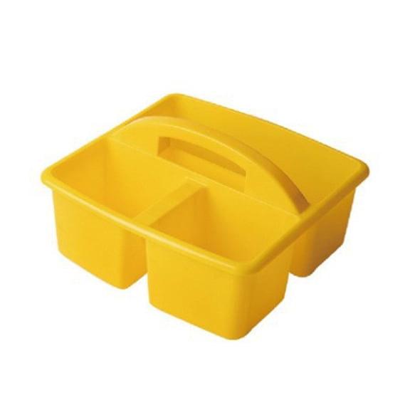 Yellow Portable 3 Compartment Craft Storage Organizer With Handle Divided Multipurpose Art Supply Caddy