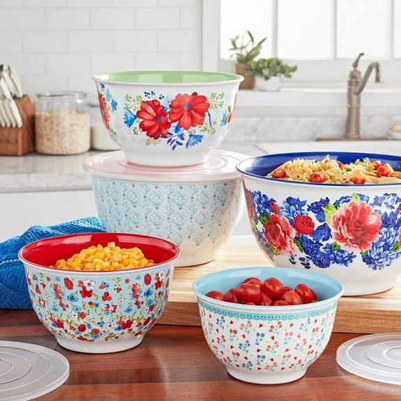 The Pioneer Woman Melamine Mixing Bowl Set, 10 Pieces, Heritage Floral