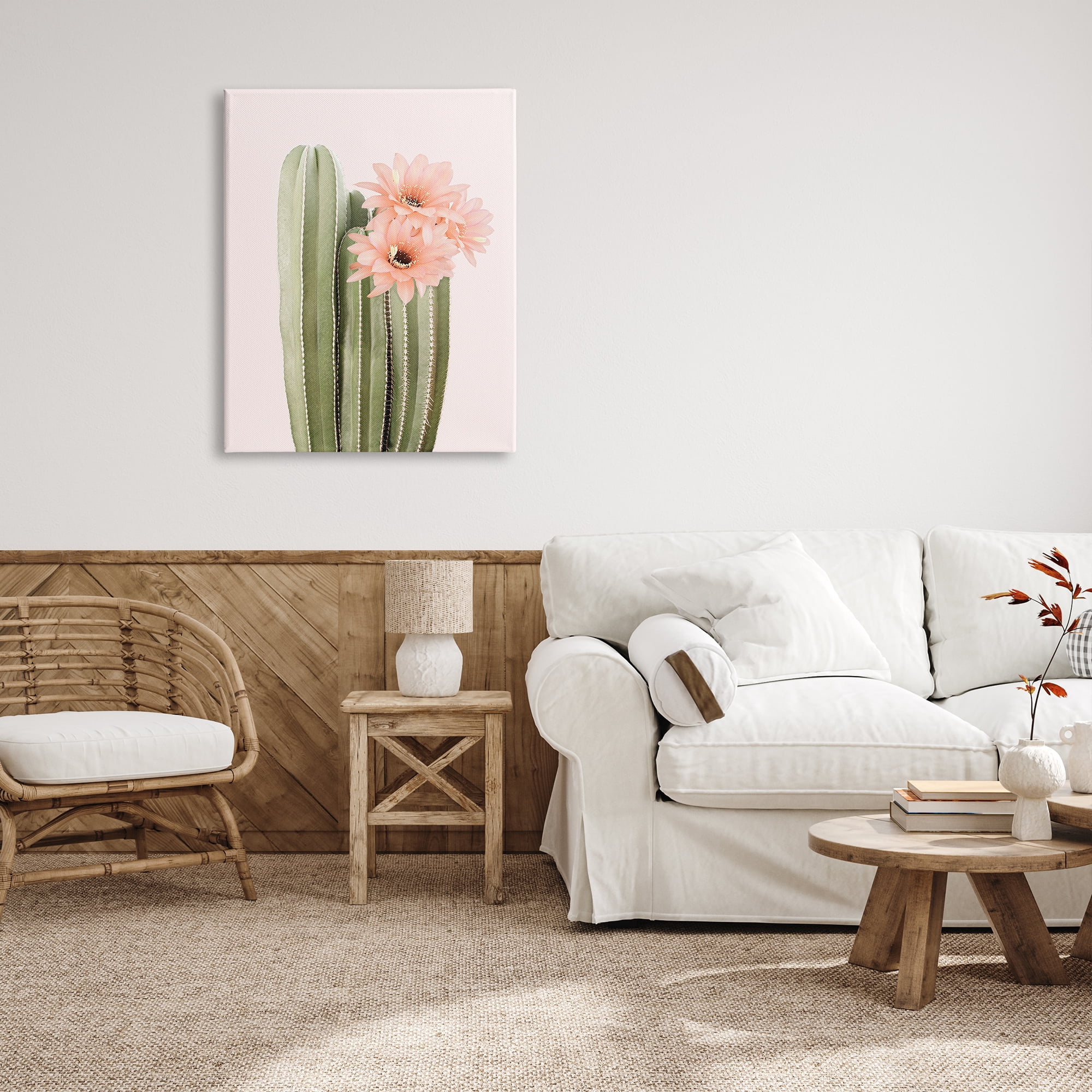 Stupell Industries Pink Flower on Cactus Botanical & Floral Painting Gallery Wrapped Canvas Print Wall Art, 30 x 40
