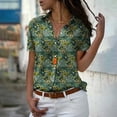 thumbnail image 3 of Ltpwer Women's Boho Tops Floral Vintage Peasant Tops Short Sleeve Button Down Shirts Hawaiian Shirt Plants Print Business Casual Work Tops Summer Outfits Green 3XL, 3 of 3