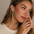 thumbnail image 3 of Long Prom Earrings for Women, 14K Gold Plated Pearl Dangle Drop and Chain Tassel Threader Earrings Dangling，Rhinestone Zirconia Hypoallergenic Bride Party Prom Gold jewelry，Women Gifts, 3 of 5