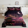 thumbnail image 2 of Japanese Style Bedding Set Twin Size Moon Cherry Blossom Comforter Set Romantic Night Sky Scenery Quilt Set for Kids Teens Girls Women Room Decor Exotic Pink Duvet Insert, 2 of 7