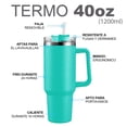 thumbnail image 2 of Termo De 40oz Con Asa Y Popote Acero Inoxidable Agua Cafe Kimhi Ideal Para Portavasos De Coche Vaso Térmico Para Agua Fria Y Caliente Color Aqua, 2 of 7