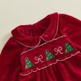thumbnail image 6 of Cjfdfy Newborn Baby Girl Christmas Outfit Christmas Tree Bow Velvet Romper Classic Bubble Long Sleeve Doll Collar Bodysuit A-line Dress Cute My First Christmas Fall Winter Outfits, 6 of 9