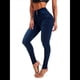 thumbnail image 2 of Pantalones Vaqueros Ajustados de Cintura Alta para Mujer Que Moldean los Glúteos. Azul Oscuro XL, 2 of 10