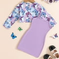 thumbnail image 4 of Felwors Toddler Girls Butterfly Print Long Sleeve Pullover Tops Solid Slip Dress Outfits, 4 of 9