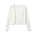 thumbnail image 5 of BODOAO Women's Long Sleeve Cropped Cardigan Open Front Bolero Shrug Lightweight Knit Cover Up, Soft Fitted Layering Sweater for Dresses Office Casual Wear White XL, 5 of 5