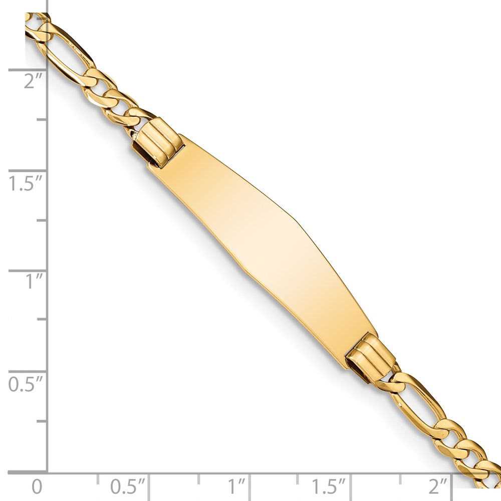 Primal Gold 14 Karat Yellow Gold Figaro Soft Diamond Shape ID Bracelet - image 3 of 3