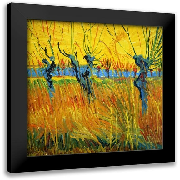 Van Gogh, Vincent 13x12 Black Modern Framed Museum Art Print Titled - Willows At Sunset