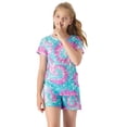 thumbnail image 2 of Topgal Big Girls Tie Dye Pajamas Tee & Shorts 2-Piece Clothes Set Cute Jammies Size 12, 2 of 5