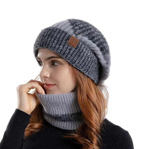 GDREDA Slouchy Hat Winter Knitted Hat Scarf Sets For Men And Women - Cozy Accessories for Cold Weather Grey,One Size