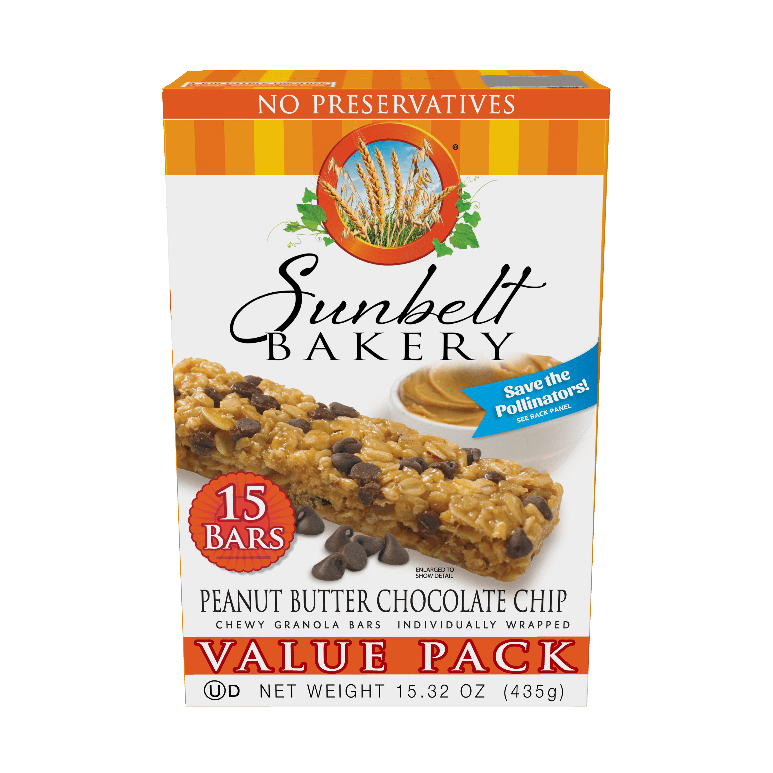 Sunbelt Bakery Peanut Butter Chocolate Chip Chewy Granola Bars Value Pack, 4 Boxes, 60 Bars
