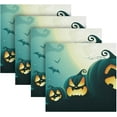 thumbnail image 4 of GZHJMY Halloween Pumpkins Moonlight Satin Napkins 20x20 in,Soft Washable Cloth Dinner Napkins Square Table Napkins Decor for Party Wedding Banquet and Dinner 4PCS Decorative Washcloths, 4 of 7