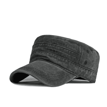 TELOLY Hats Trendy Washed Black Hat Flat-Top Casual Hat for Men