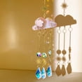 thumbnail image 3 of YAOMOBB Faux Crystal Wind Chime Shiny Rhinestones Wind Chimes Pendant Rainbow Maker Hanging Ornament Indoor Faux Crystal Cloud Wind Chime Golden Color Chain, 3 of 6