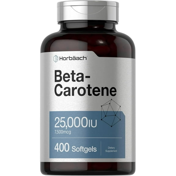 Beta Carotene 25000iu | 7,500mcg | 400 Softgels | by Horbaach