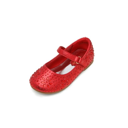 

Dream Pairs Girl s Mary Jane Rhinestone Buckle Strap Ballerina Flat (Toddler/Little Girl) ANGEL-66 RED Size 4T